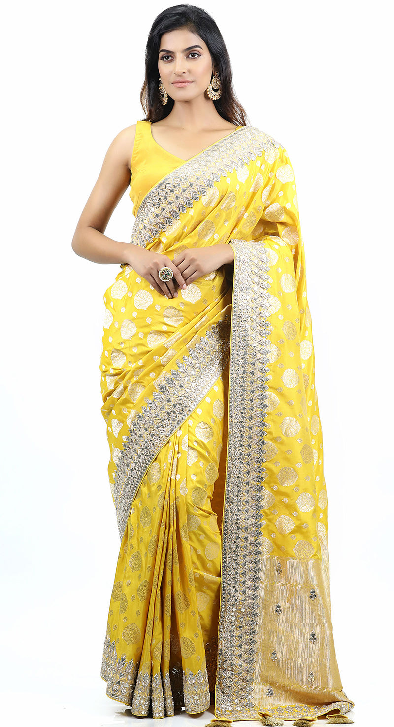 Soft Cotton Silk with meena weaving work saree and blouse for women, Indian  saree, wedding saree, saree dress, designer saree, peach sari, jacquard  Stylish Golden - Zari Saree, Bridal Festival Sari